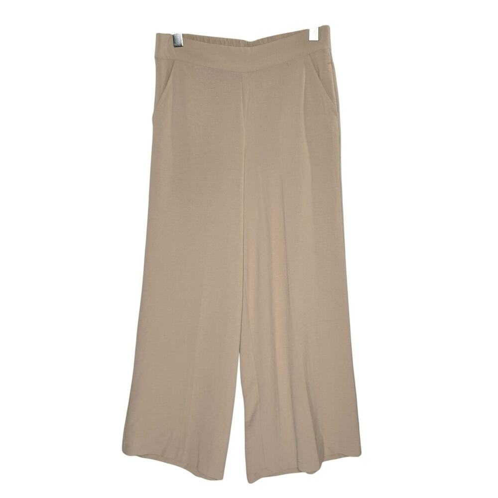 Adrianna Papell Wide Leg Pant Airflow Pants S Tan Pull On Easy Fit Minimalist